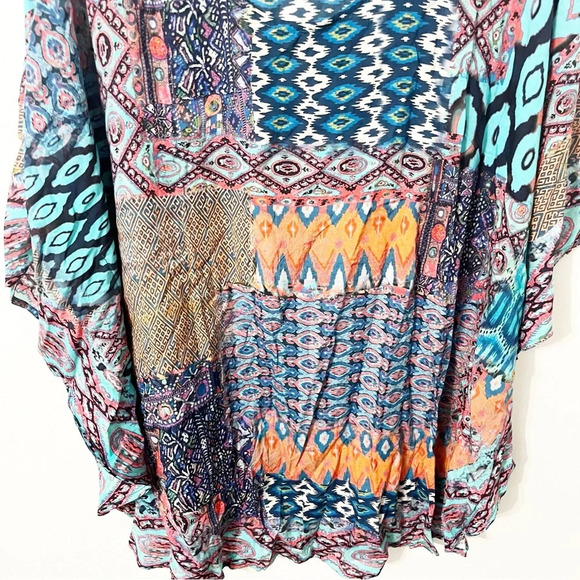Tolani Blouse Women's XLP Petite Geometric Printed Caftan Tunic Bohemian Artsy - Picture 4 of 9